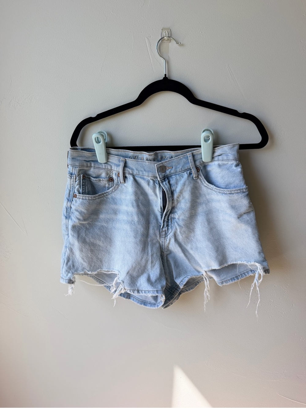 American Eagle Outfitters Light Blue Distressed Denim Shorts